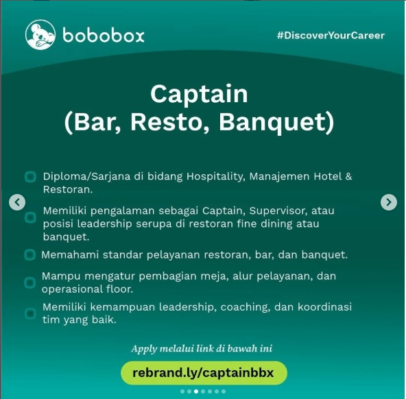 Loker Captain (Bar, Resto, Banquet)