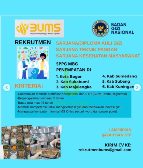 Loker Sarjana teknik pangan