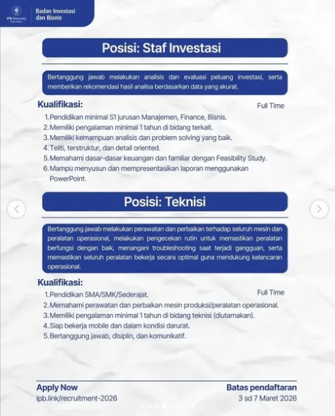 Loker Staf investasi