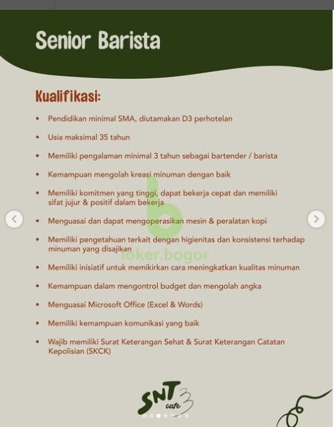 Loker Senior Barista