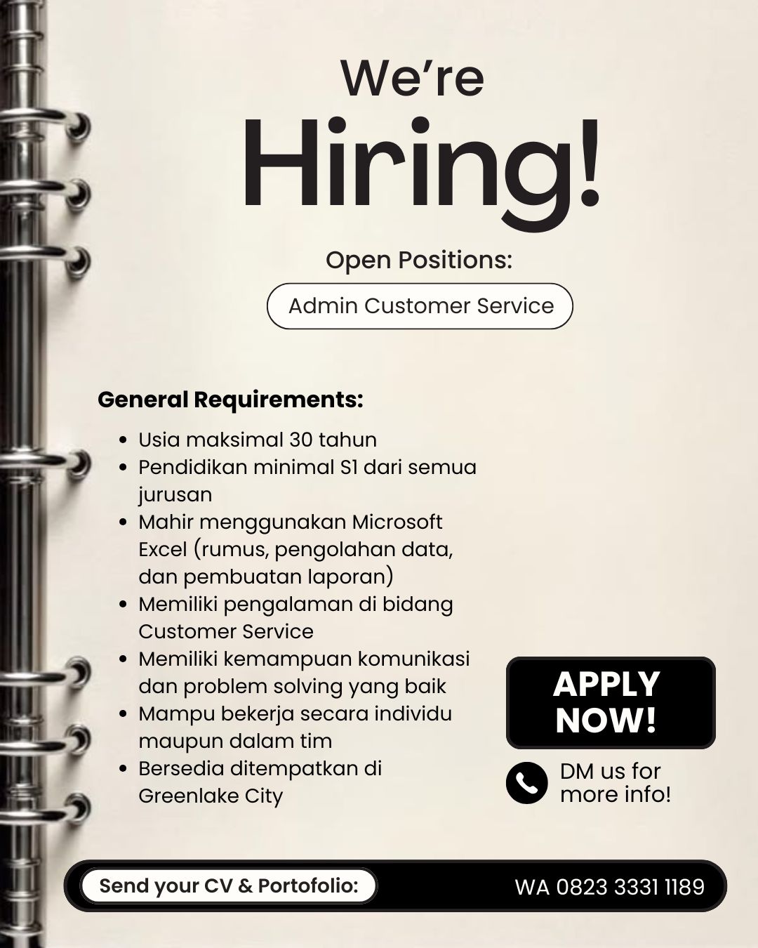 Loker Admin Customer Service