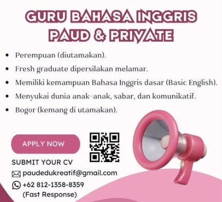 Loker Guru Bhs Inggris Paud & Private