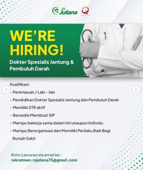 Loker Dokter specialist jantung dan pembuluh darah